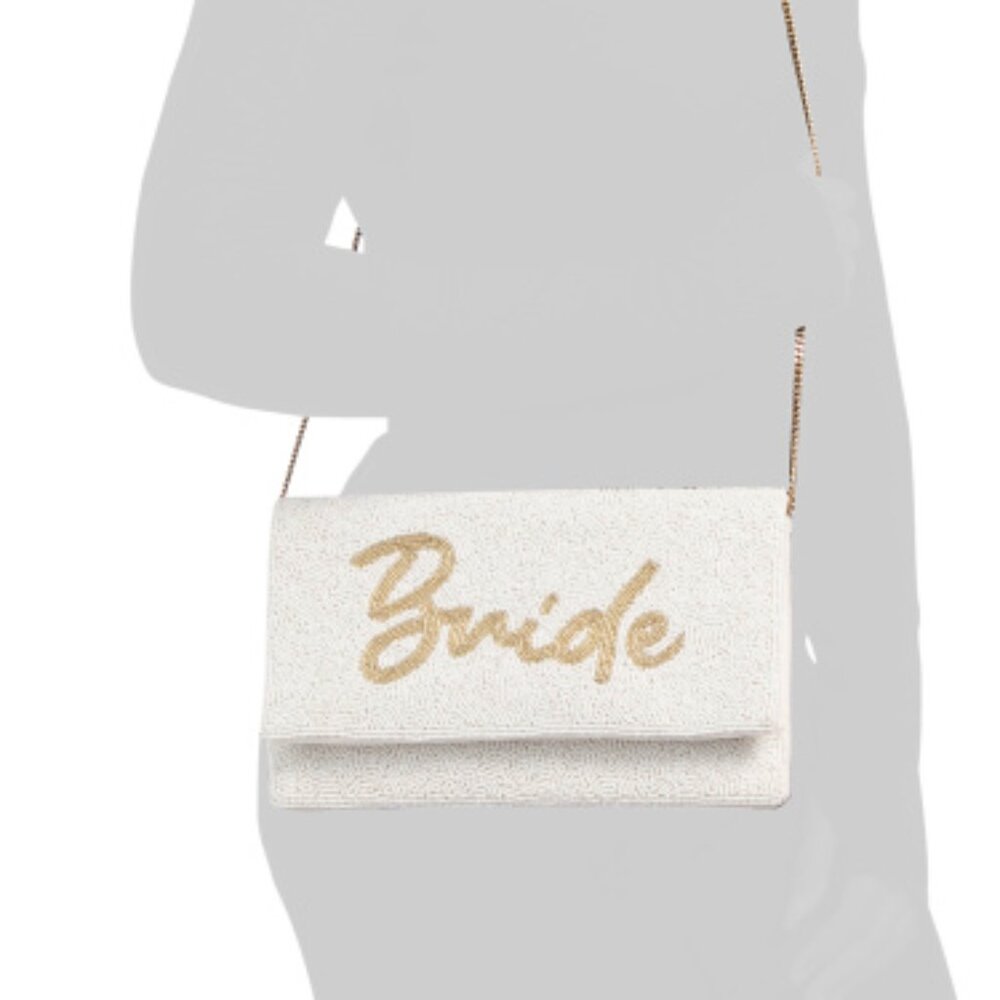 White Beaded Bride crossbody bag